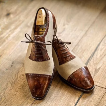 Handmade Two-Tone Leather Oxford Shoes: Bespoke Vintage Style