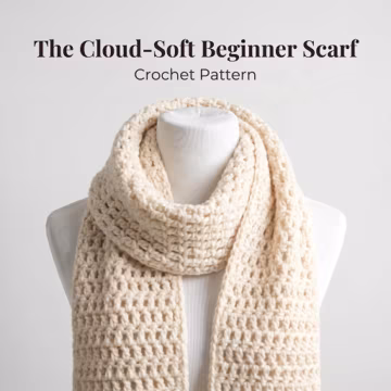 Easy Beginner Crochet Scarf Pattern PDF | Simple One-Step Crochet Scarf | Absolute Beginner Crochet Pattern | Cloud Soft Crochet Scarf