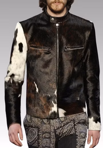 Men’s Cowhide Jacket, Pony Hair Western Coat, Boho Style Handmade Outerwear