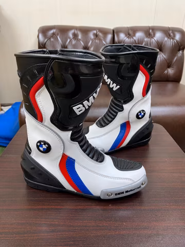 BMW Motorbike Racing Leather Boots-Cowhide Leather And Certified Protectors-Free Shipping