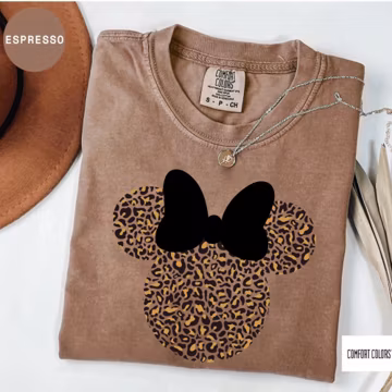 Comfort Colors Leopard Minnie Mouse Shirt, Cute Disney Mom Shirt, Leopard Minnie Ear Shirt, Leopard Women Shirt,Disney Family Vacation Shirt