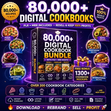 80,000+ Recipe Cookbook Bundle | 200+ Digital Cookbooks | PLR MRR Rights Included | Recipe Ebooks | Resell for Profit