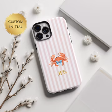 Pink Preppy Phone Case Custom Fisherman Aesthetic Personalized Name Cover Soft Girl Magsafe Coastal Vibe Gift Summer Phone Case Cottage Core