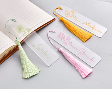 Custom Birth Flower Bookmark, Name Bookmark with Tassel, Reader Bookmark,Booklover Gifts, Acrylic Bookmark,Gift for Her