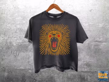 Vintage Boho Lion Comfort Colors Crop Top Boxy Tee 3023CL T-shirt, Womens, Unisex