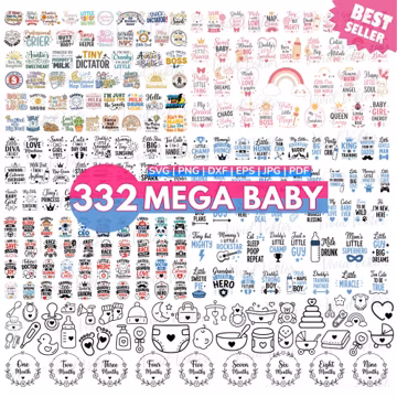Baby SVG Bundle, Newborn, Onesie, Shower Png, Boy Girl Designs (Digital Download)