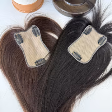 3 Clip Human Hair Topper, Thin Breathable Crown Hair Piece With Bangs / Middle Part