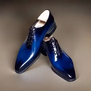 Handmade Leather Oxford Lace Up Dress Blue Shaded Shoe Formal Shoes For Men