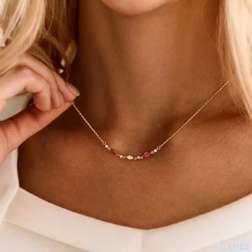 Custom Birthstone Necklace, Marquise Birthstone Necklace, Gold Family Necklace, Personalized Mom Jewelry, Grandma Necklace, Gift for Her
