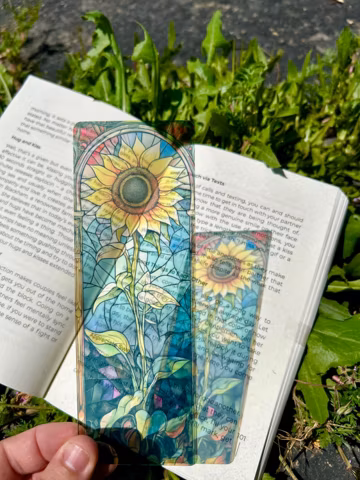 Stained Glass Sunflower Bookmark, Yellow Flower Themed Book Accessories, Book Lover Gift Idea, Country Florals Avid Reader Pager Marker