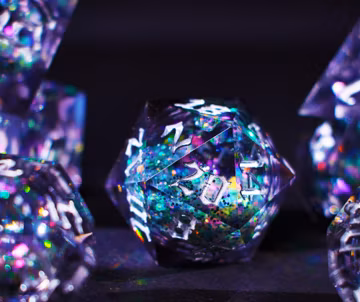 Shiny Galaxy Liquid Core DnD Dice Set for magic game, Dark Moon Dungeons and Dragons Dice Set for RPG, Unique Liquid Core D&D Dice Set