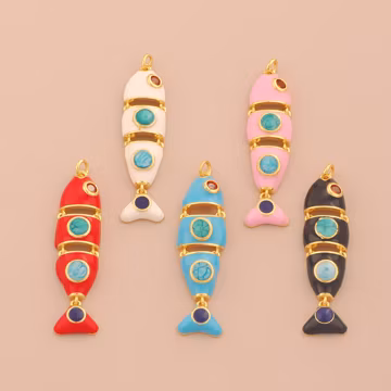 18K Gold Filled Fish Pendant Enamel Marine Life Charms CZ Fish Charm for DIY Bracelets Necklaces Jewelry Accessories Making