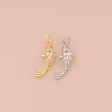 18K Gold Filled Koi Pendant Gold Koi Charms CZ Koi Charm for DIY Bracelets Necklaces Jewelry Accessories Making