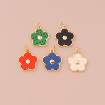 18K Gold Filled Flower Pendant Gold Flower Charms Enamel Flower Charm for DIY Bracelets Necklaces Jewelry Accessories Making