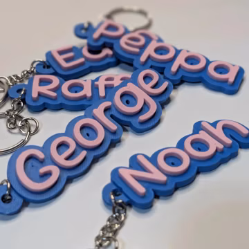 Peppa Pig Personalised Bag Tag | Back to School Keyring | Pink & Blue