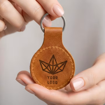 Personalized Leather Keychain, Custom Logo Engraved, Corporate Gift