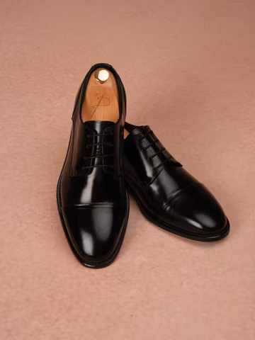 Men's Black Genuine Leather Lace-Up Dress Shoes – Elegant Formal Business Wear