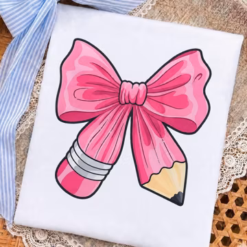 Coquette Pencil Bow PNG: Back To School Clipart (Digital Download