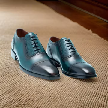 Handmade Leather Oxford Shoes: Aqua Green Mens Dress Shoes