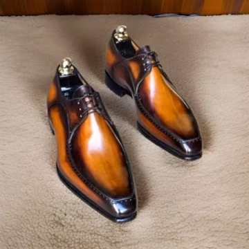 Handmade Derby whole cut Shoe Genuine calf Leather Lace Up Business Dress Weding