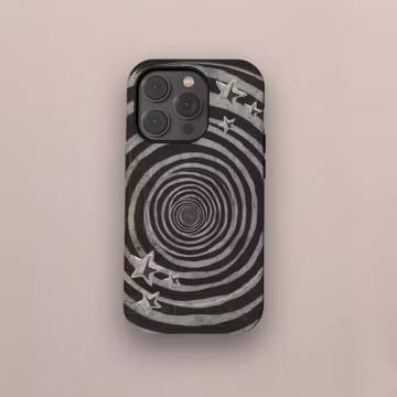 Black White Spiral Grunge Phone Case, Hypnotic Star Gothic Aesthetic Case, iPhone 17 16 15 14 13 12 11 Pro Max, Samsung S26 S24 S23 Ultra