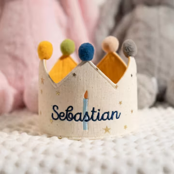 Personalized Name 1st Birthday Crown,Customized Kid's Name Birthday Crown,Birthday & Party Hat,Toddler Cotton Fabric Crown,Personalized Gift