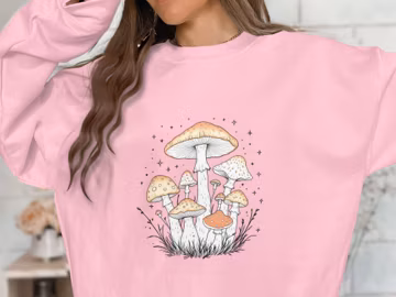 Cute Mushroom Sweatshirt, Aesthetic Fungi Design, Cozy Autumn Apparel, Trendy Nature Inspired, Unique Graphic Pullover, Cute Cozy Sweater
