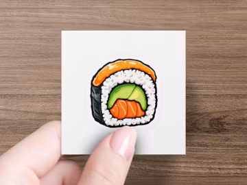 Cute Sushi Roll Sticker, Kawaii Food Sticker, Fun Snack Decal, Japanese Cuisine Sticker, Vinyl Sushi Sticker, Water Bottle Decor