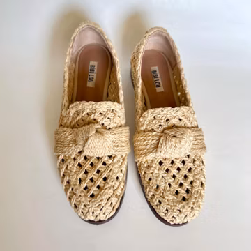 Bibi Lou raffia woven loafers — women’s EU 39 | natural raffia & leather insole