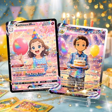 Custom Pokémon Kids Birthday Card – Personalized Photo Trading Card Gift for Friends, Anime Fans, Unique Birthday Keepsake, Party Favors