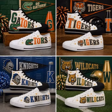 Personalized Mascot Football Team, College Shoes 2026, Team Mascot Game Day Shoes, Touch Down Season Canvas Shoes