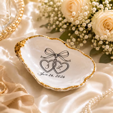 Custom Engagement Ring Dish, Personalized Oyster Shell Ring Holder, Couple Name Jewelry Dishes, Wedding Keepsake, Bridal Shower Gift
