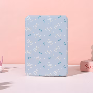 Blue Bow Polka Dot Kindle Case,Kindle Paperwhite 10/11/12th Cover,Kobo Libra/Clara Case,Fancy Case with Auto Wake/Sleep,Custom e-Reader Gift