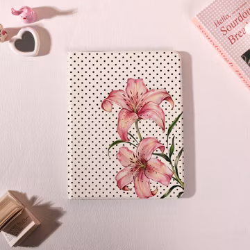 Lily Flower on Polka Dot iPad Case with Auto Wake for iPad Pro 2025 13" 11",iPad Air 7/6/5th,iPad 7/8/9th Mini 8.3" 7.9" Cover,Personalized