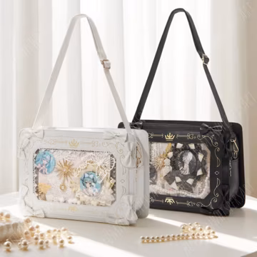 Retro Ita Bag Shoulder Bag, Anime Ita Crossbody Bag,Transparent Display Window,Window Bag,Pin Display Bag,Gothic Bags,Daily Ita Commuter Bag