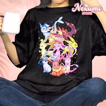 Eeveelutions T-shirt Evolution Print Shirt Cat Anime Shirt Gamer Gift