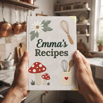 Personalized Monogram Recipe Book, Embroidered Linen Recipe Binder, Custom Family Cookbook, Heirloom Recipe Journal Gift for Mom