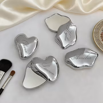 Personalized Cloud-Shaped Compact Mirror, Custom Bridesmaid Gifts, Engraved Pocket Mirror for Her