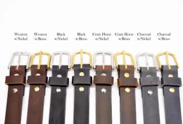 Handcrafted Full-Grain Leather Belt: 1.25" or 1.5" widths. Solid Brass or Nickel-plated Buckle