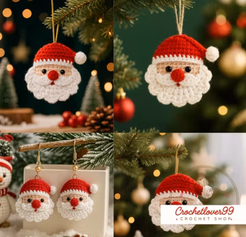 Santa Claus Crochet Ornament PDF + Video Tutorial – Cute Christmas Decoration – Easy Amigurumi Tutorial – Holiday Tree Decor DIY Pattern
