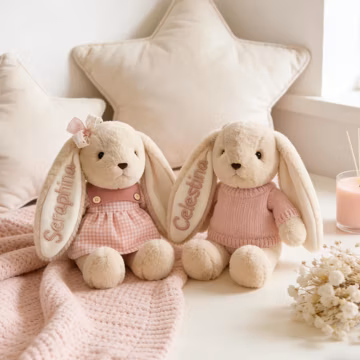 Personalized Embroidered Bunny for Baby, Custom Name Rabbit Doll,Monogrammed Bunny Rabbit,Easter Bunny Gift,Easter Gift for Toddler Girl