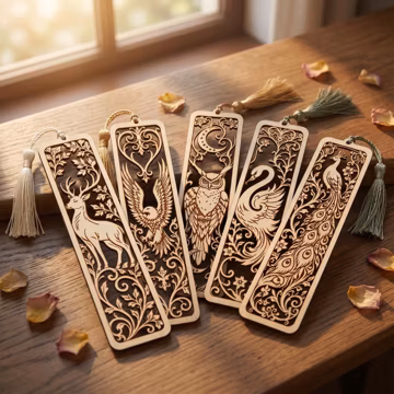 Woodland Animal Bookmark SVG Bundle, Laser Cut Files, Deer Eagle Owl Swan Peacock