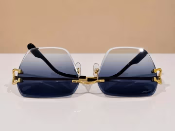 Vintage Black Gold Frame Sunglasses, ModCT0466 Blue Lens Eyewear, Gift For Her, Gift For Him, Summer Glasses, Back To School ,Labor Day Gift