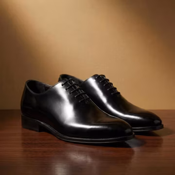 Men's Black Wholecut Oxford Dress Shoes: Handmade Leather Lace-Up