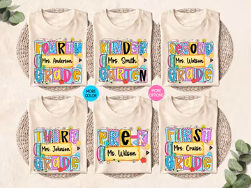Custom Grade Team Shirts, Personalized Teacher Name T-shirt, Elementary School Teacher Shirt, Pre-K Kindergarten 1st 2nd 3rd 4th Grade Shirt