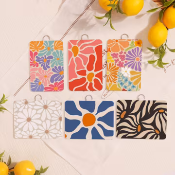 Geometric Daisy & Blossom ID Badge Holder for Professionals, Customized Nurse/Teacher/Doctor Lanyard Accessory, Soft Durable Card Protector