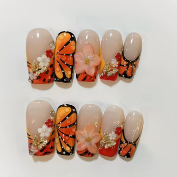 Wedding nails ,Flower Nails hand painted nail,custom press on nails,3D Nails,Summer Nails,Acrylic Nails ,Blue nails,Nails,Girl gift