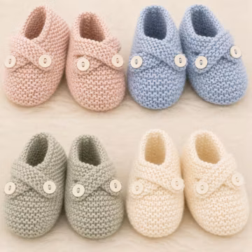 Baby Bootees Shoes Knitting Patterns, Garter Stitch Slippers, 0 - 24 Months, PDF Download