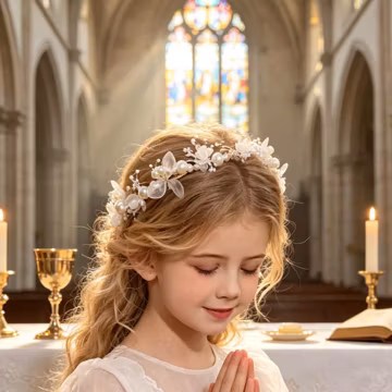 Flower Alice Band with Pearls - Holy Communion, Wedding Bridal Headband
