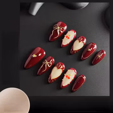 Y2K Press On Nails: Bow & Cherry Almond Nails